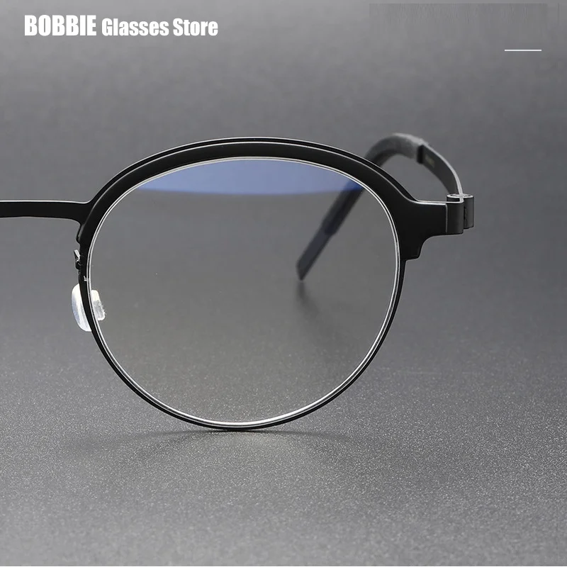 Датский бренд деловые круглые безвинтовые полоски титановая оправа для очков