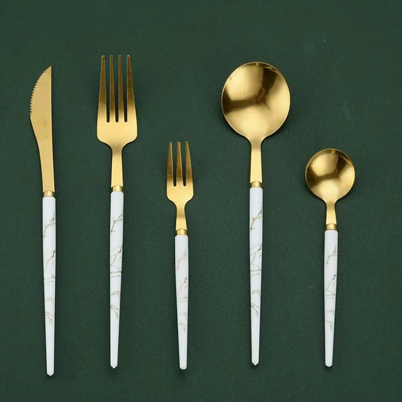 

5pcs/Set Household Cutlery Set Restaurant Steak Knife Fork Spoon Tableware Set