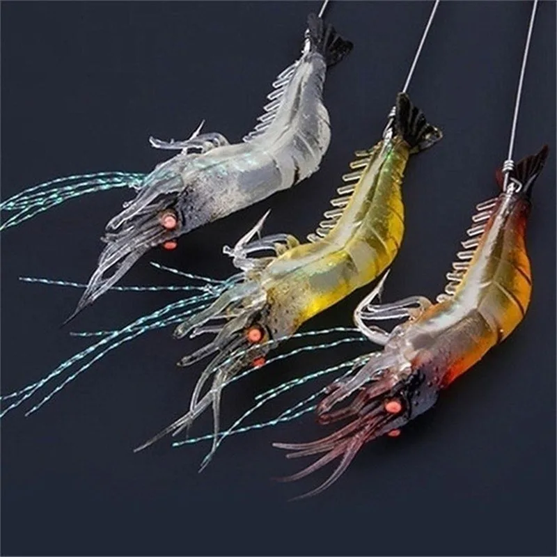 

1Pcs Fake Shrimp Road Bait with Hooks Small Grass Shrimp Glow-in-the-dark Soft Bait Small Shrimp Fake Bait Fishing Lures