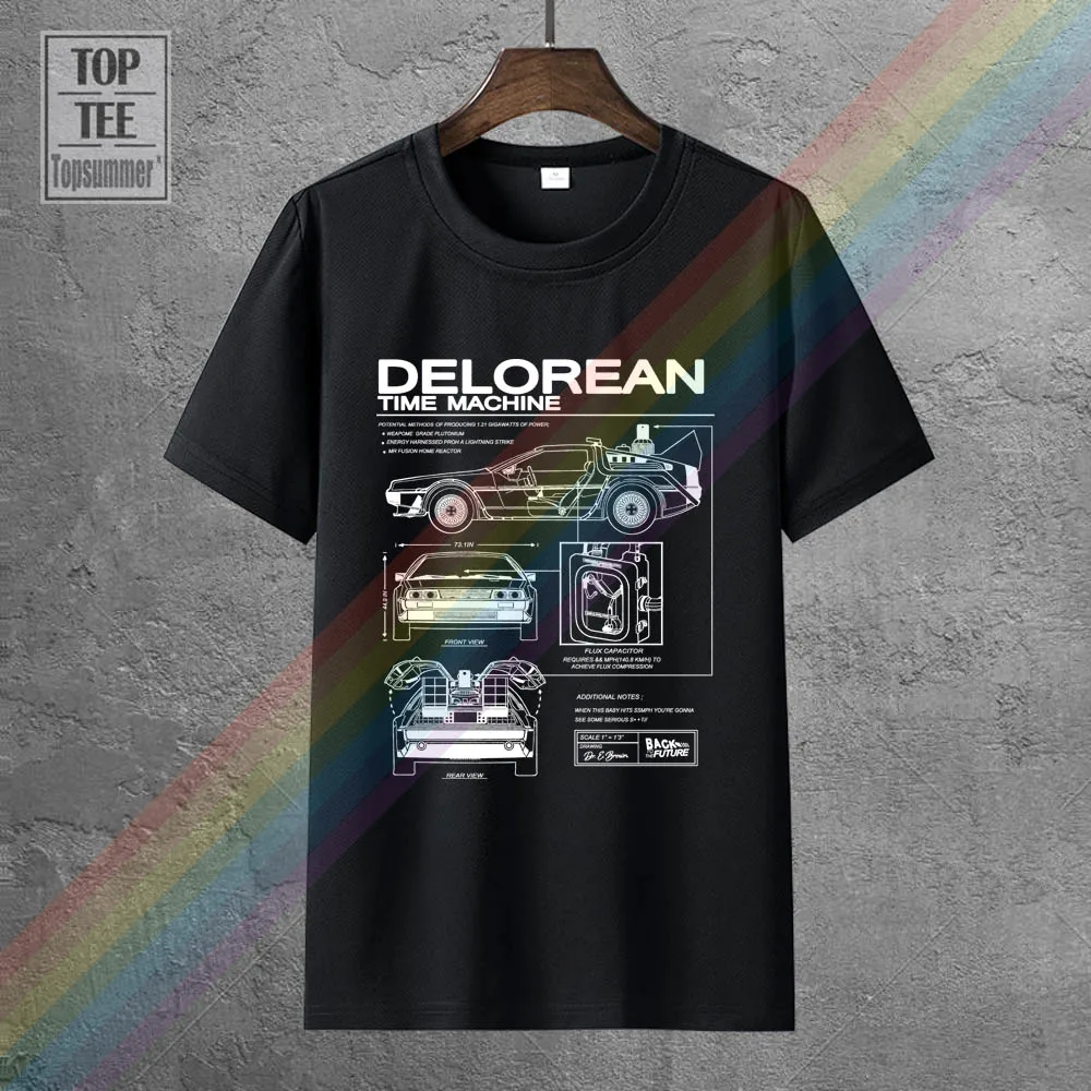 

Back To The Future Delorean Schematic T-Shirt Cool T Shirt Girl Top Tee Black T-Shirt Hip Hop T-Shirts Rock T Shirt Graphic