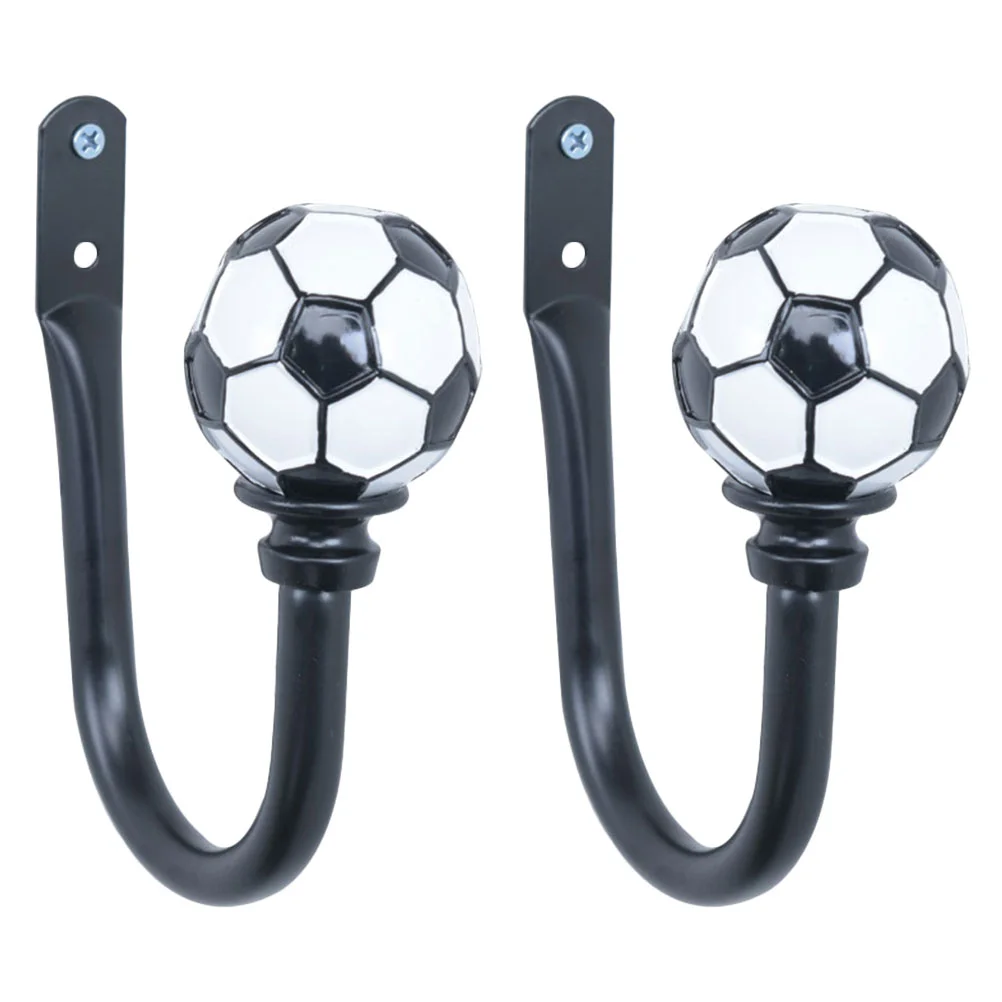 

2Pcs European Style Hooks U-shaped Curtain Hooks Football Design Hooks (Black)