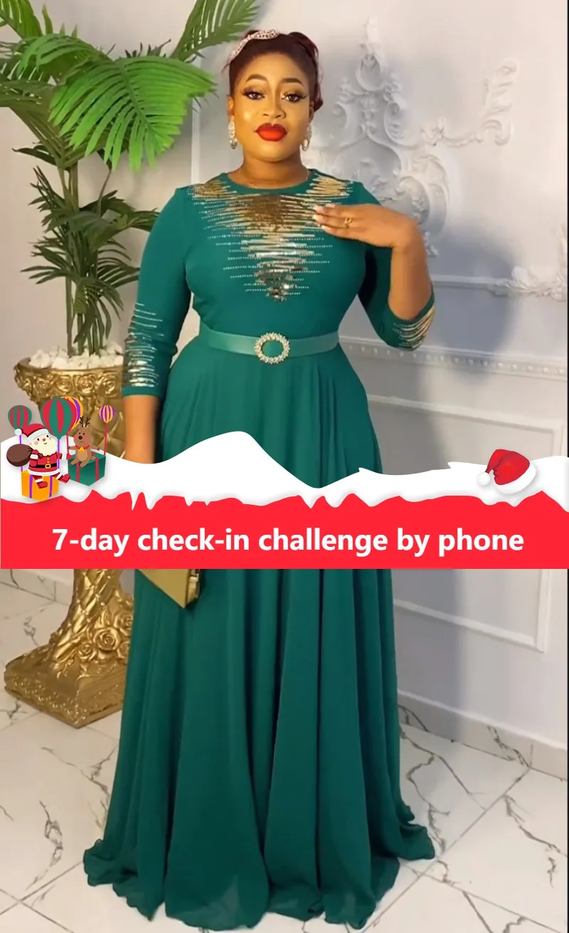 

Daishiki African Evening Dresses for Women 2023 New Elegant Muslim Fashion Kaftan Maxi Dress Plus Size Ladies Party Clothing