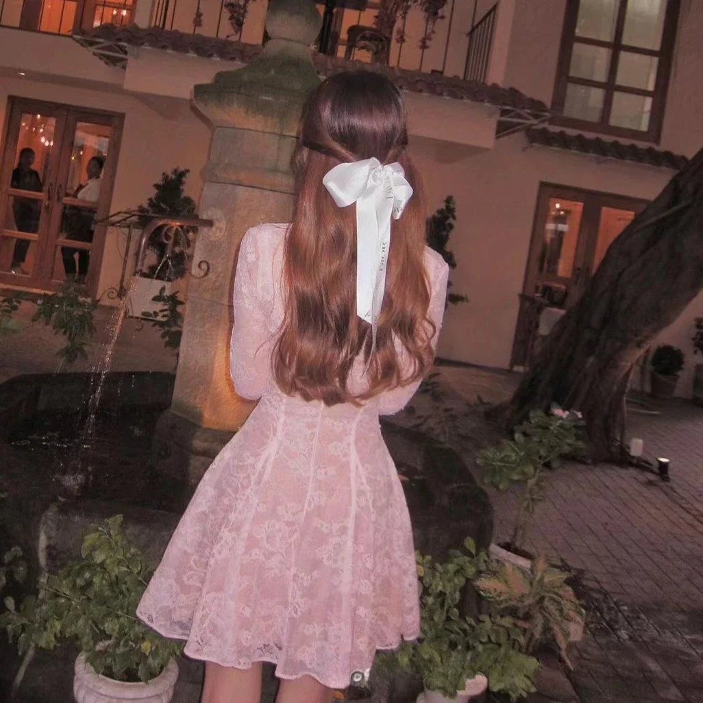 Suninheart элегантное летнее платье женское 2024 кружевной кардиган с длинным рукавом