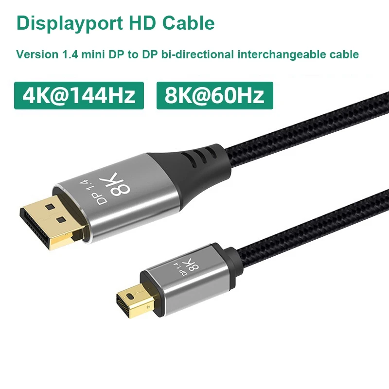 

1 шт. Кабель-адаптер Displayport для MINI DP-DP кабеля DP 1,4 двунаправленный Конверсионный кабель 8K @ 144 Гц HD-кабель
