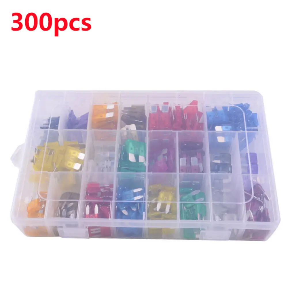 

Automotive Plug-in Blade Fuse Aluminum Small And Medium-sized Combination Clip 300pcs Boxed Assortment Car Kit Blade NEW 2023