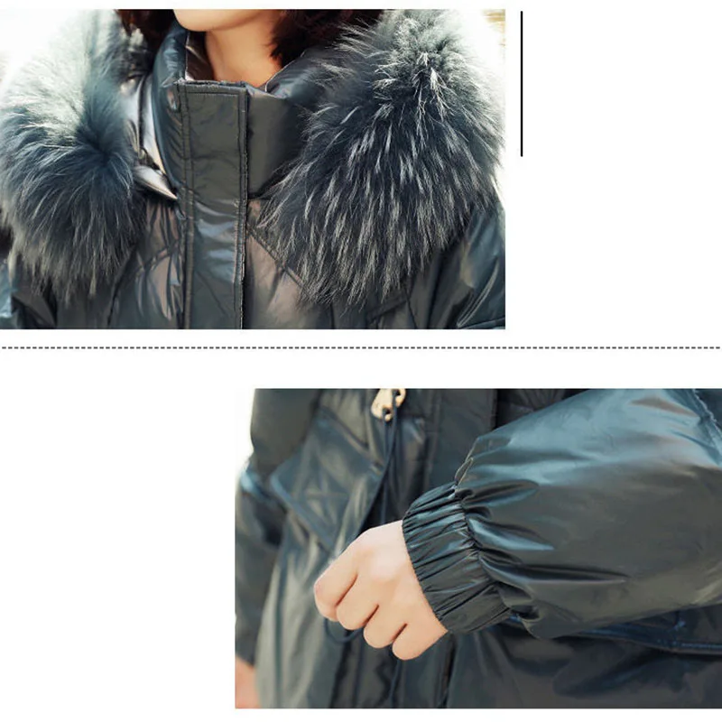 Женский зимний пуховик с капюшоном мехом енота |