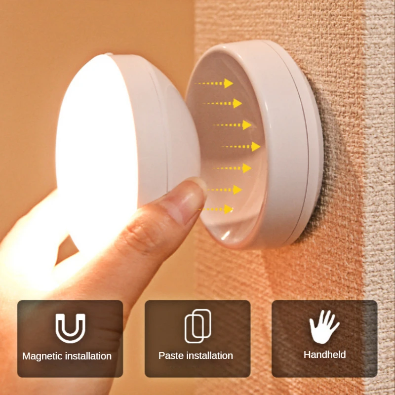 360 Rotating Night Light Warm Light Infrared Intelligent Human Body Induction with Magnetic Induction Light Lamps