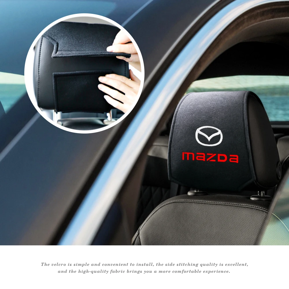 

2PCS/Set Car Headrest Cover Auto Seat Headrest Cushion Neck Pillow Case for Mazda 2 3 6 MX-5 MX-30 CX-3 CX-8-9 ATENZA Accessorie