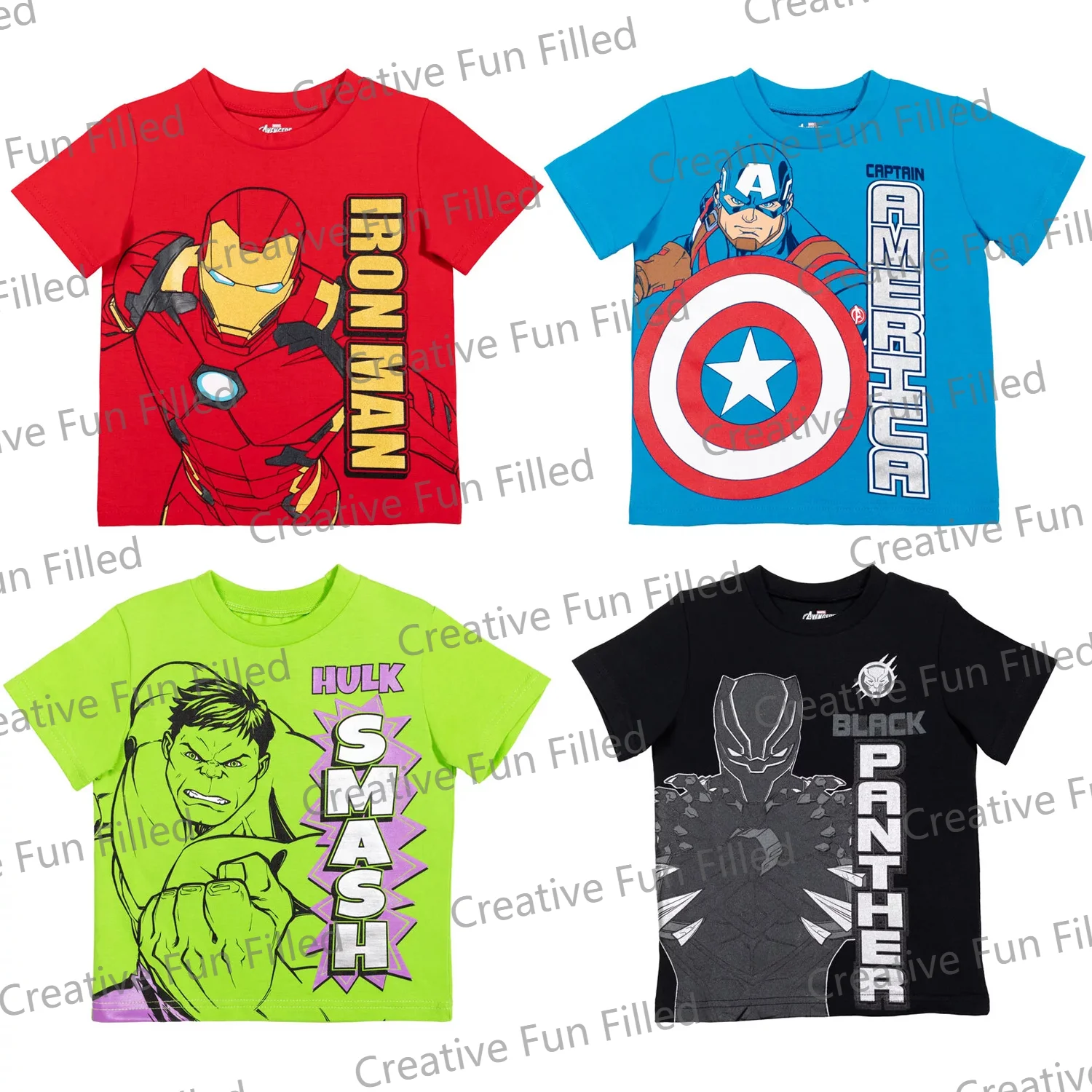 4 шт./упаковка детские футболки мстители