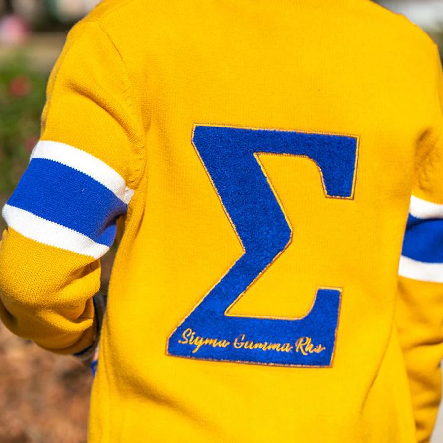 

Sigma Gamma Rho Fashion Embroidered Contrast Knit Cardigan