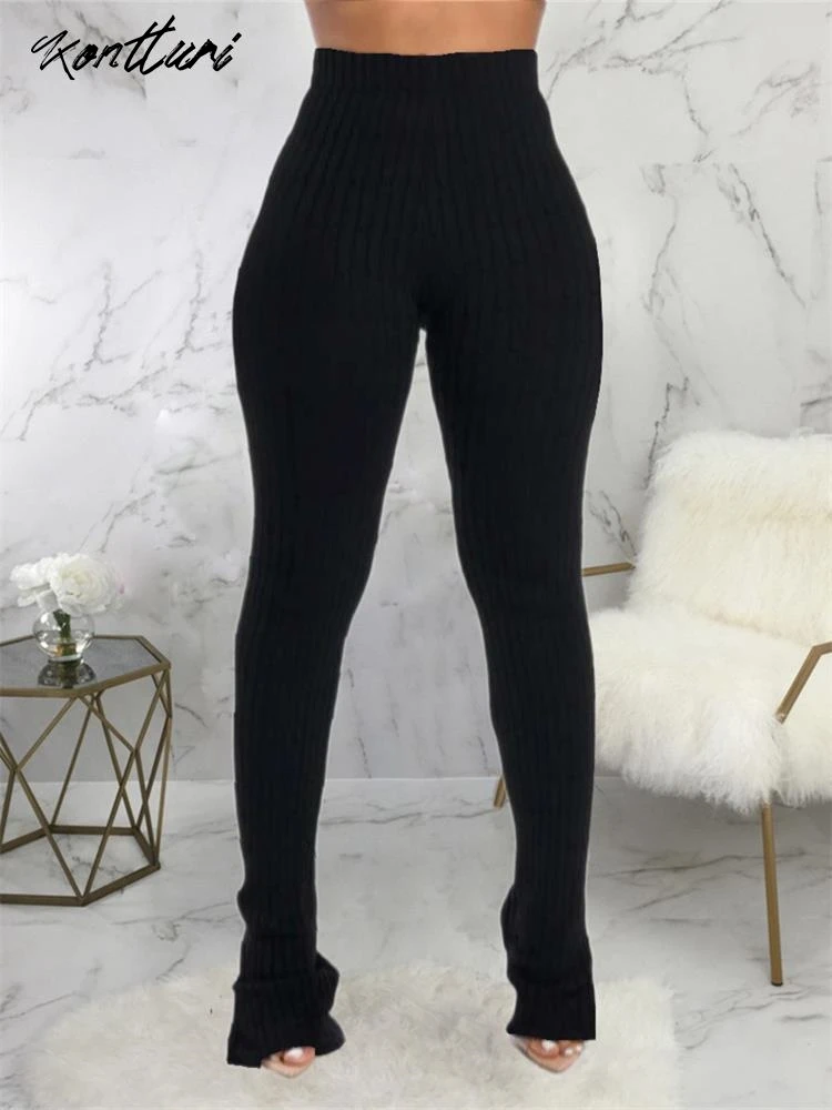 Kontturi осенние повседневные эластичные узкие брюки для женщин 2024 леггинсы модные