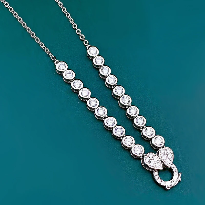 Цепочка с подвеской в виде муассанита серебро пробы | Украшения и аксессуары