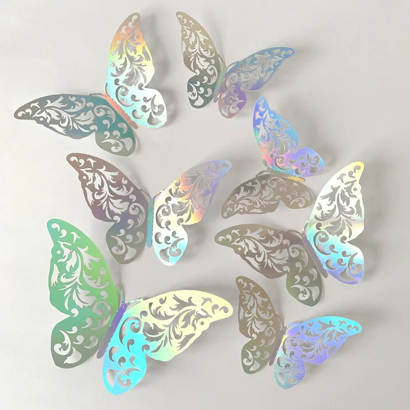 

Hollow Butterfly Sticker Art House Party Wall Decoration Background Wall Sticker Color 12/24/36/60/72 Pieces Three-dimensional