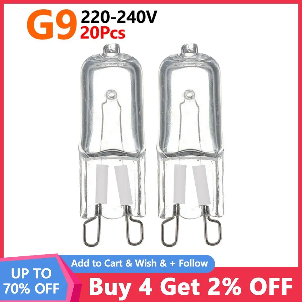 

20pcs G9 Halogen Light Bulbs Capsule 220-240V 20/25/40/60W Lighting Lamp Warm White 2900K High Lumen For Home Bedroom Bathroom