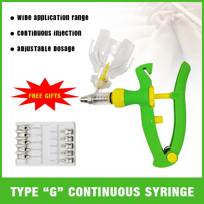 

5ml Animal Continuous Syringe 2ml Veterinary Automatic Injection Chicken Farm Srringes Tool Free Needles Cooper Head Injection