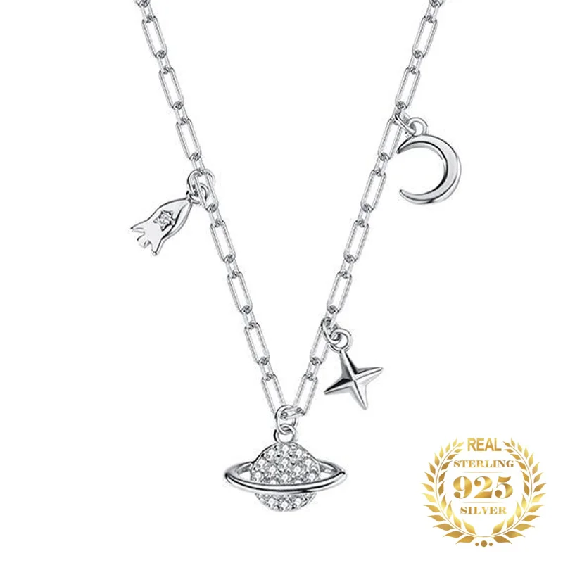 

Ожерелье женское из серебра 925 пробы с космическим звездным небом