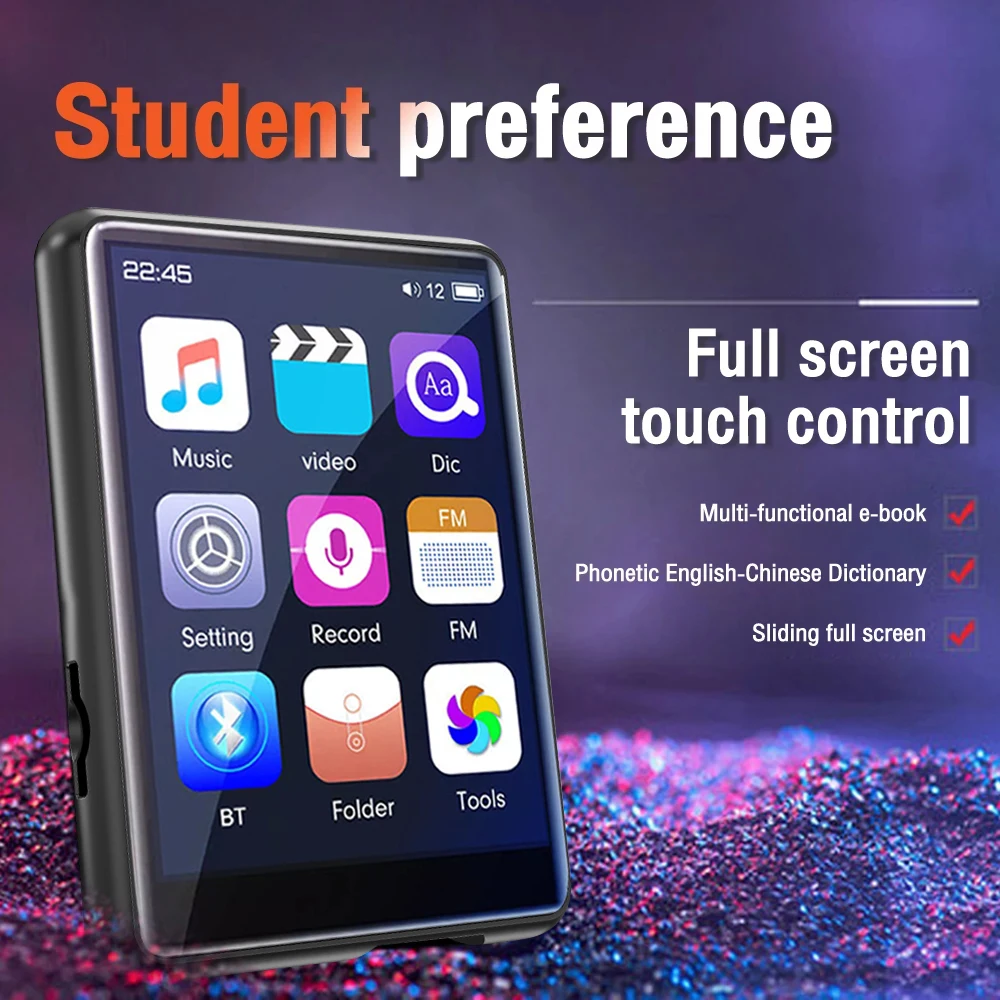 Mp3-плеер с Полноразмерным экраном 2 4 дюйма Bluetooth Hi-Fi стереоколонка без потерь