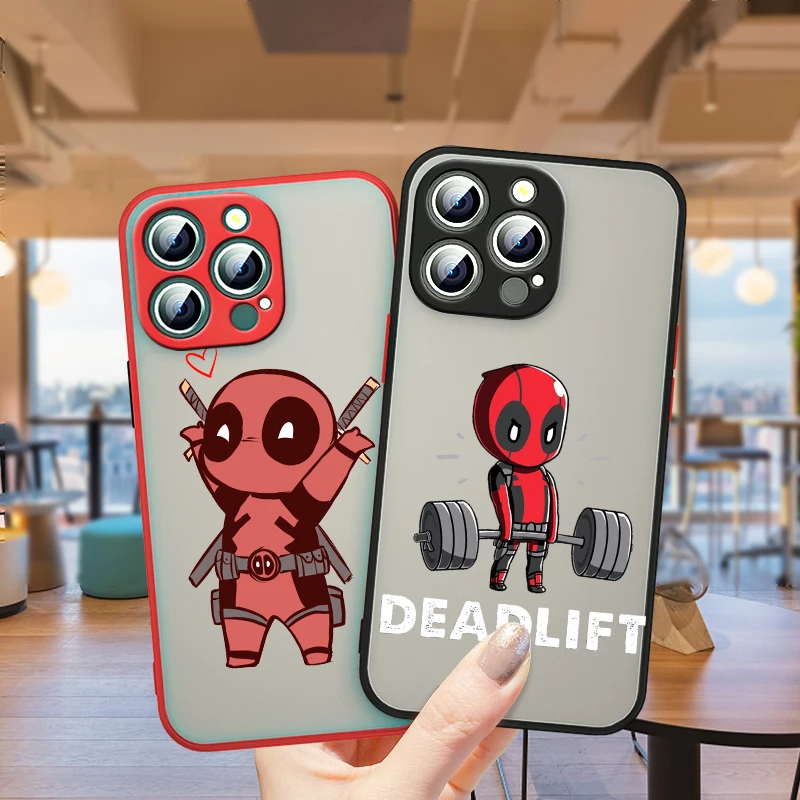 

Marvel Cartoon Deadpool For Apple iPhone 13 12 11 Pro Max Mini XS Max X XR 6 7 8 Plus SE Frosted Translucent Phone Case
