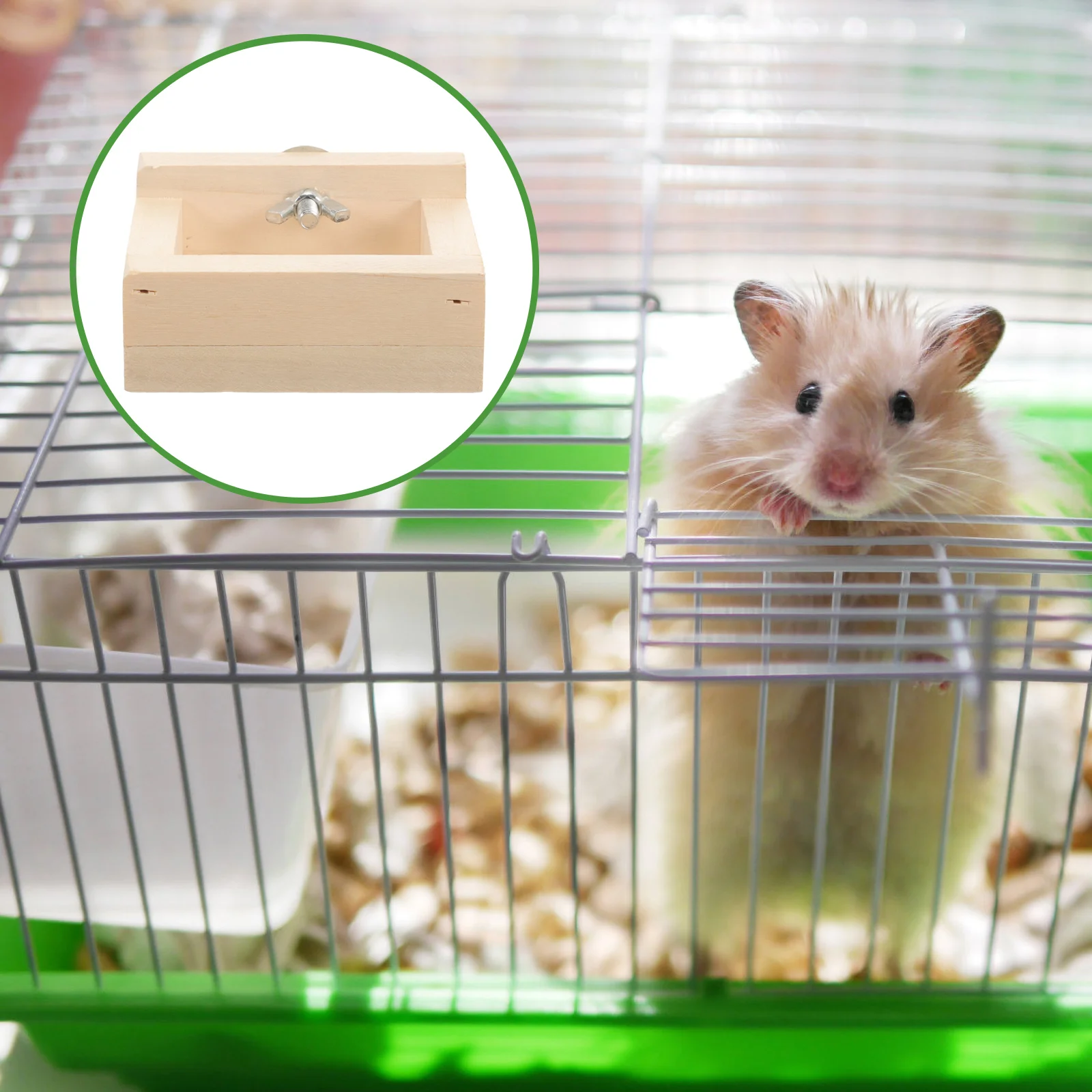 

Pet Wear-resistant Hamster Bowl Wooden Food Dish Box Household Chinchilla Feeding