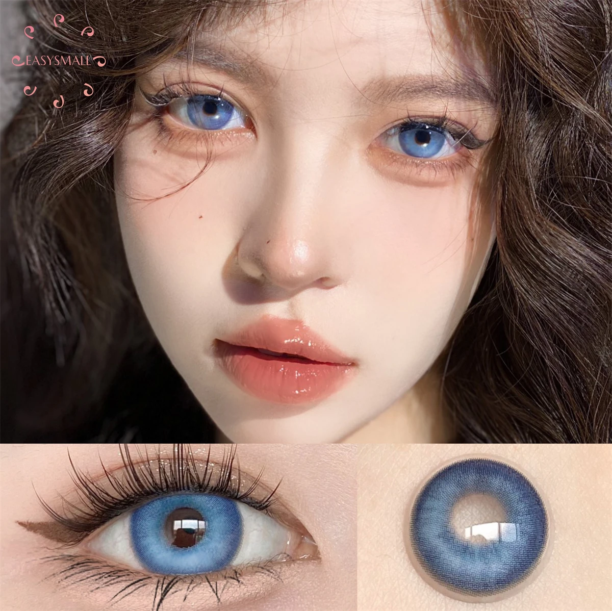 

Easysmall Mysterious sea blue crazy Colored Big beauty Pupil Contact Lenses for Eyes Degree yearly 2pcs/pair Prescription myopia