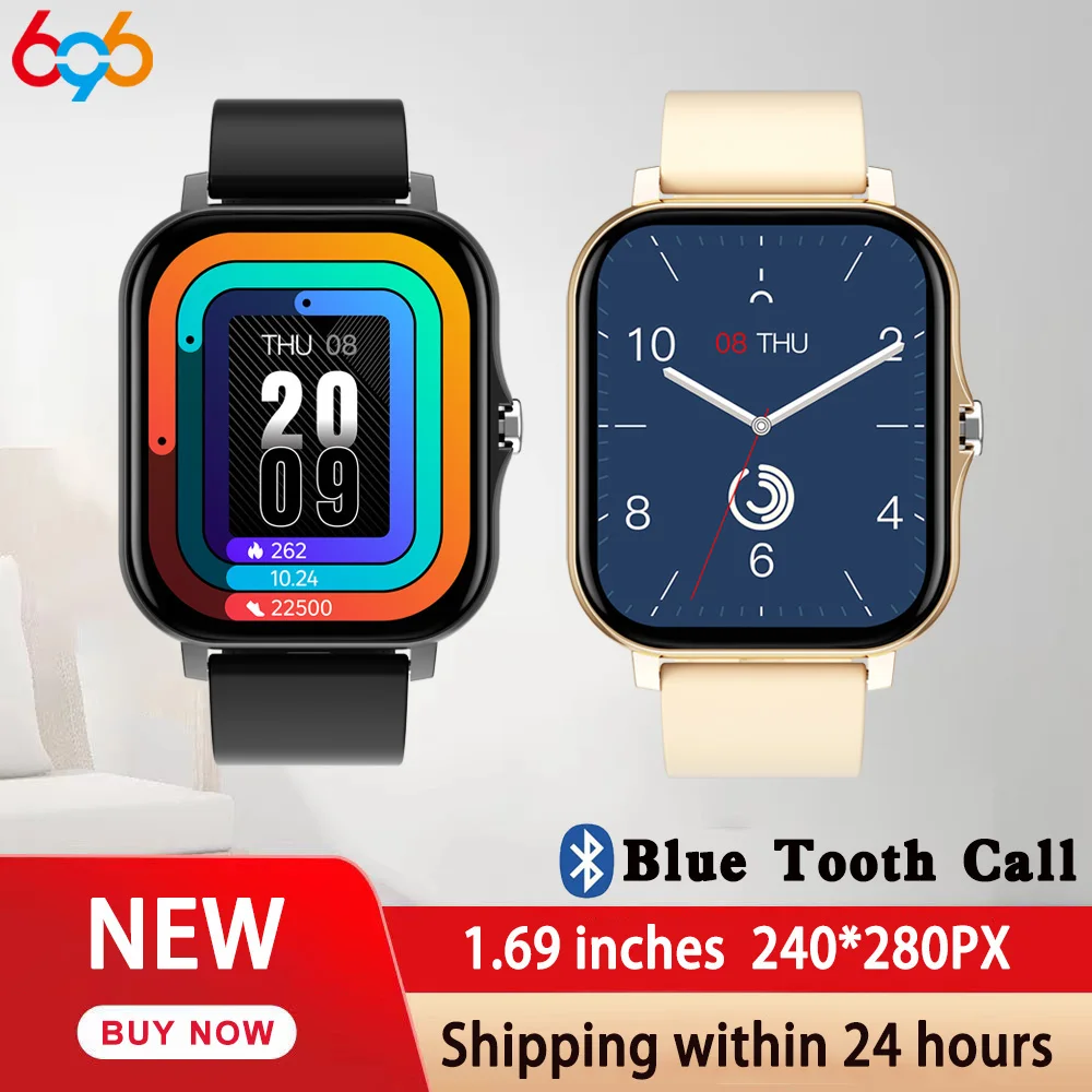

2022 New Men Smart Watch Blue Tooth Call 1.69 Inch Full Touch Screen Women Heart Rate Sport Music Smartwatch PK P8 Plus SE Y20