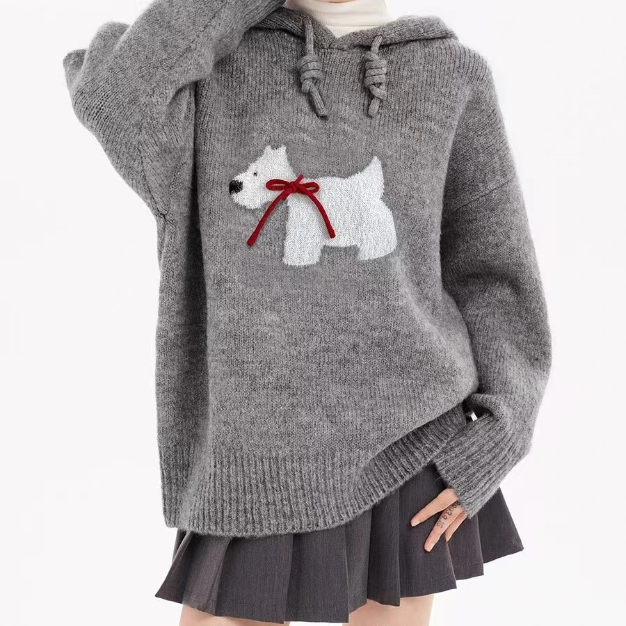 Know Dream 2024 осень/зима новая серая толстовка с капюшоном для собак женский милый