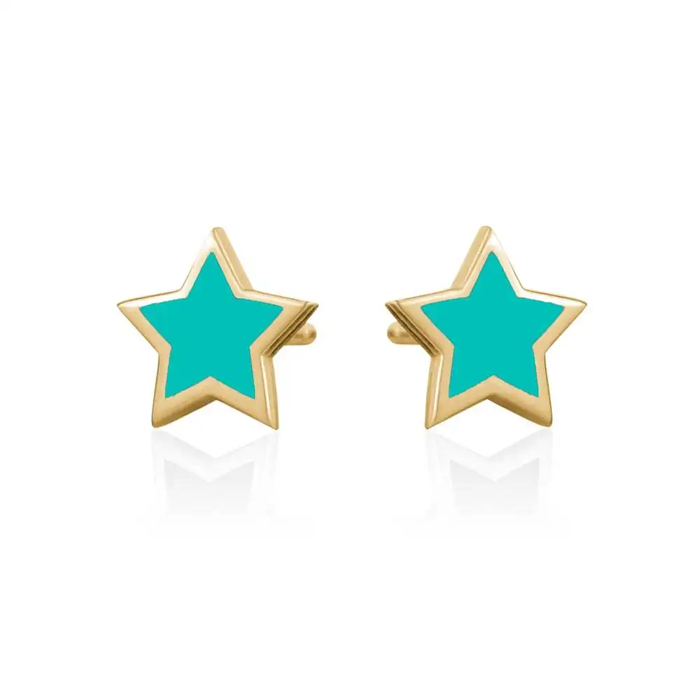

Simple and special green stone five-pointed star drop rubber earrings metal star earrings high-grade women's earrings