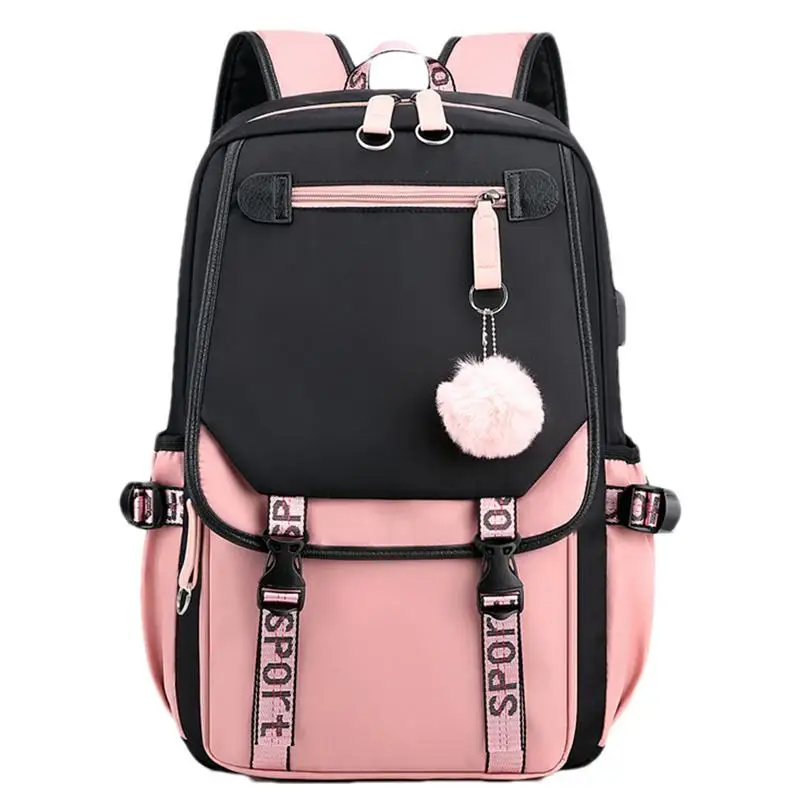 

Laptop Backpack For Girls Middle School Students Bookbag Outdoor Daypack With USB Charge Port Water Resistant Travel Daypack 27L
