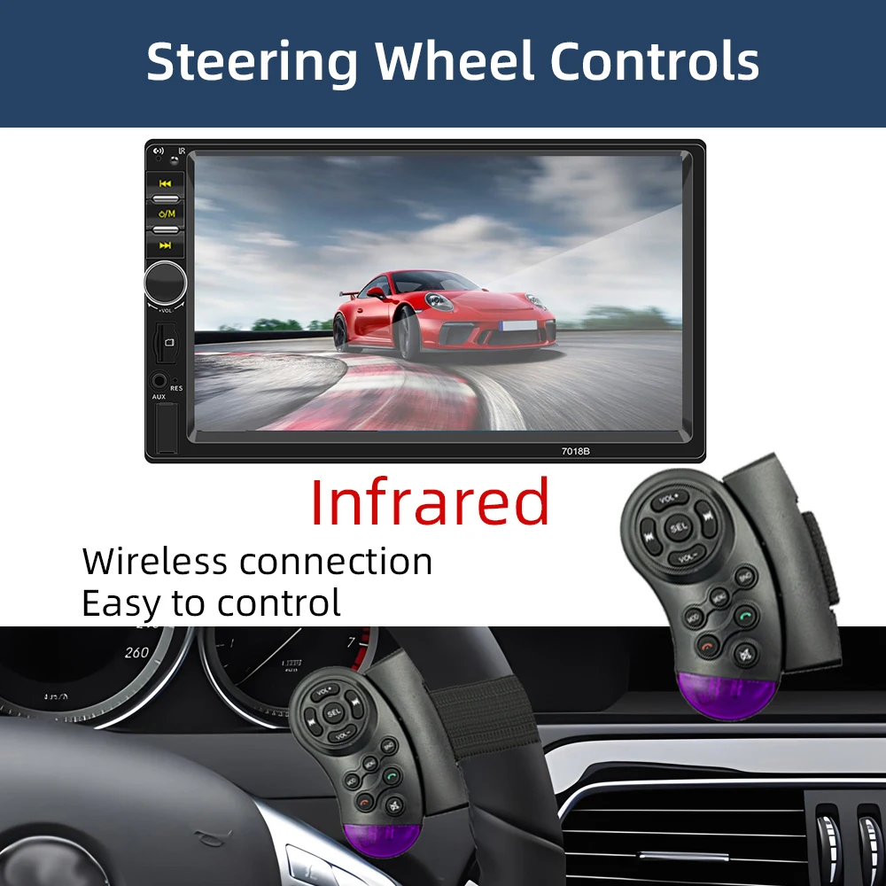 HIPPBQCC 7-дюймовый Автомобильный Радиоприемник 2 DIN MP5 С Сенсорным Экраном HD Bluetooth FM ISO