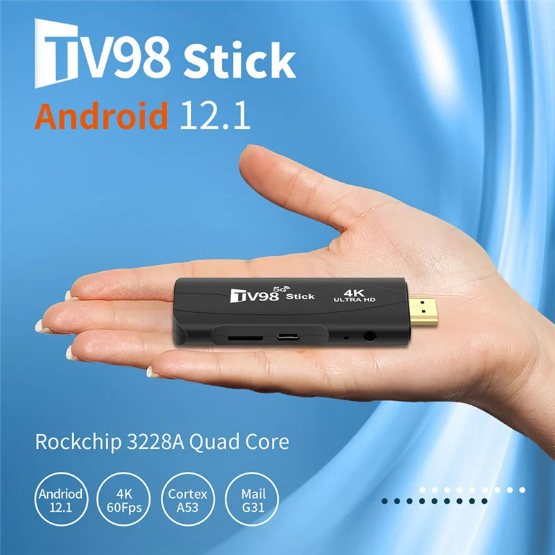 TV98 TV STICK 1G + 8G Android12.1 2 4G 5G WiFi Android Smart BOX 4K 60Fps Set Top Box (вилка европейского стандарта)