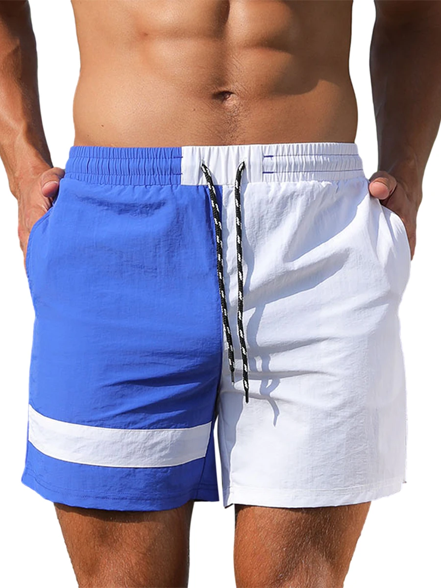 

Summer Men s Beachwear Shorts Casual Shorts Male Casual Drawstring Splicing Patchwork Sports Shorts
