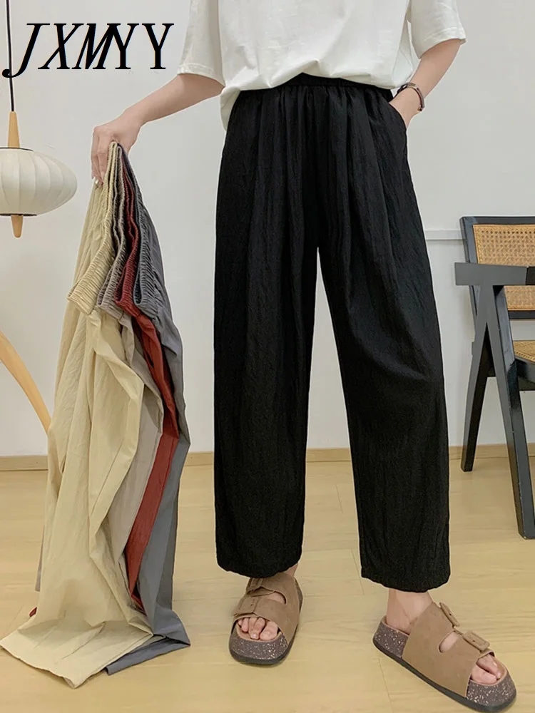 2024 летние модные новые повседневные свободные брюки тонкие девять точек прямые