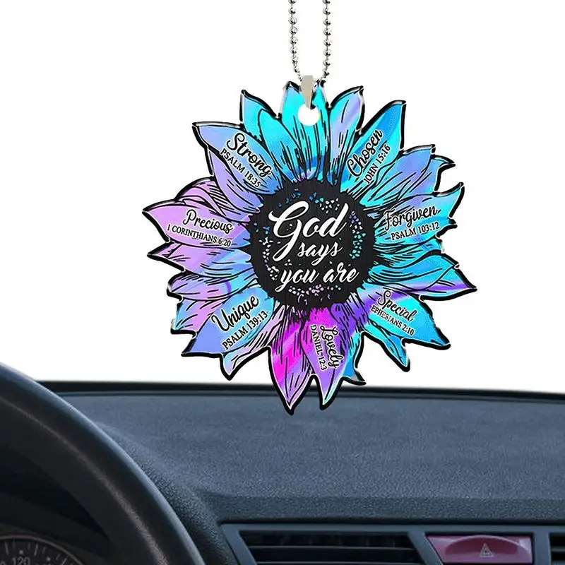 

Sunflower Car Decoration Rear View Mirror Hang Decor Vehicle Mirror Flower Ornament Backpack Acrylic Pendant Holiday Party Craft