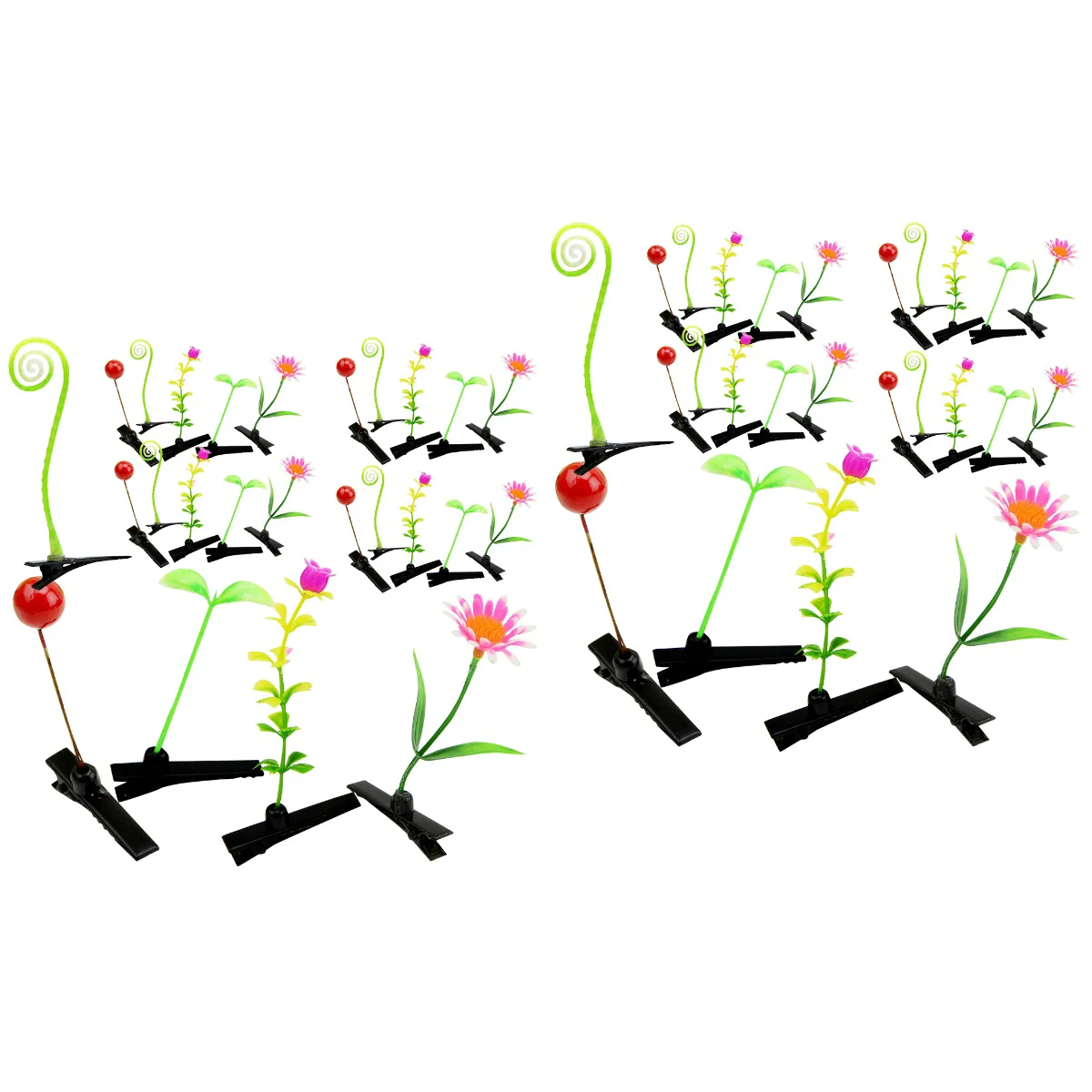 

60 Pcs Simulation Plant Hair Clip Childrens Barrettes School Accessories Leaf Flower Head Clips Small Plastic Fun