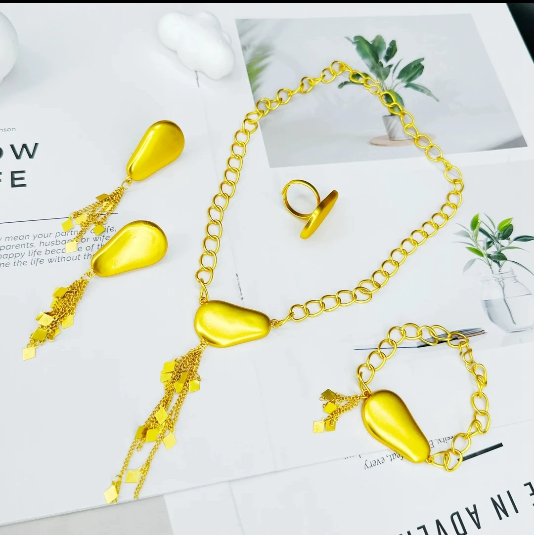 Новые позолоченные ожерелья и серьги из Дубая кольцо браслет Свадебная