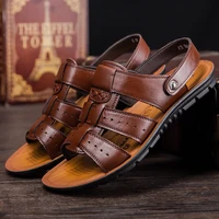 mens sandals leather 2022 new fashion comfortable stretch beach shoes middle aged and young summer slippers mens shoes