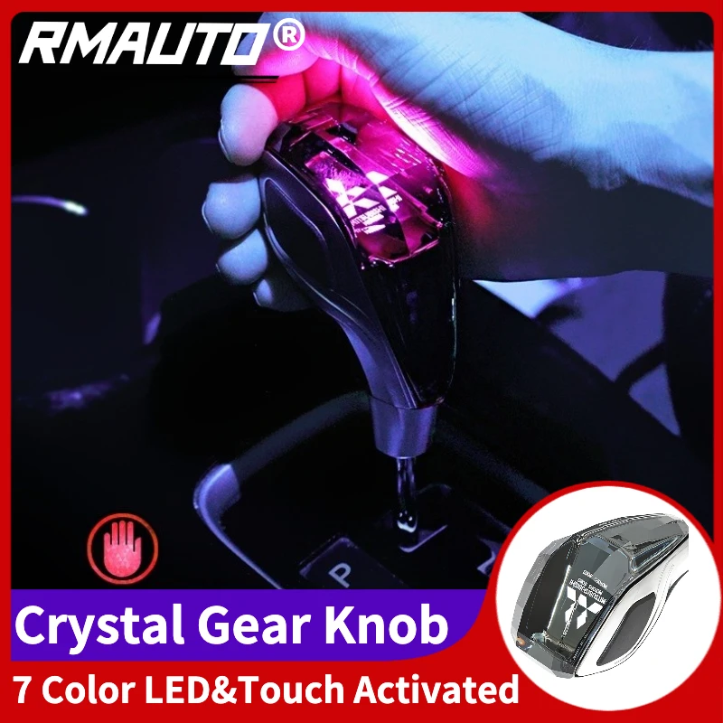 

RMAUTO Car Crystal Touch Activated LED Gear Shift Knob Universal Transparent Acrylic Breathable Gradual Change Light for Toyota