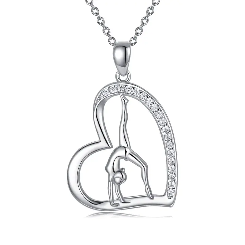 

Dance Necklace S925 Sterling Silver Flipping Pendant Dance Necklaces Sport Ballerina Jewelry for Women Her Teen Girls Kids Frien
