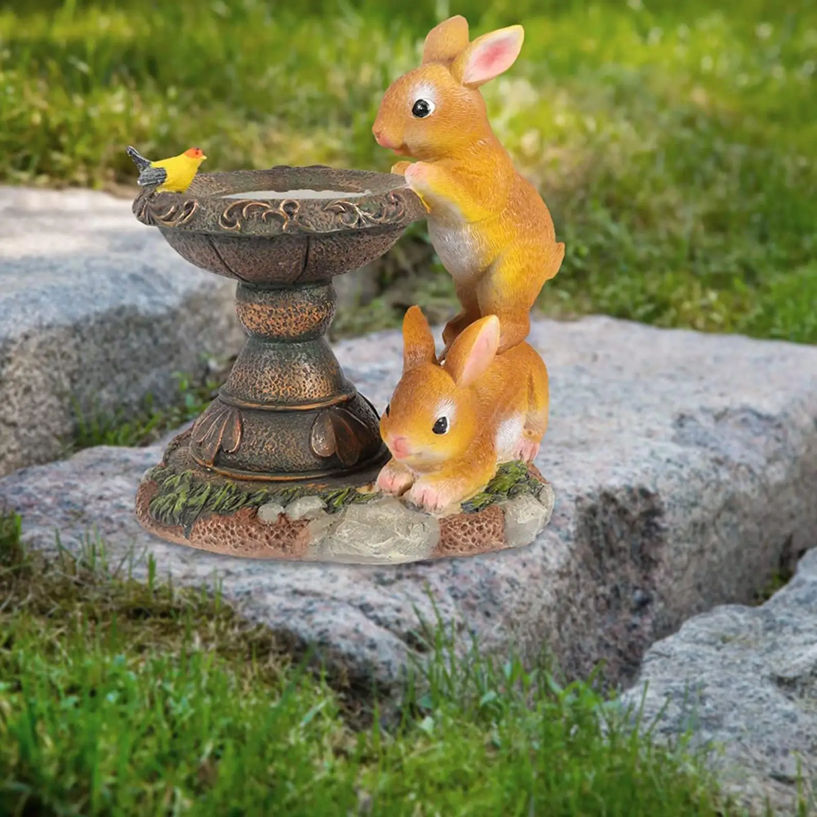 

Bunny Rabbit Sculpture Statue Outdoor Solar Powered Light Patio Decoration