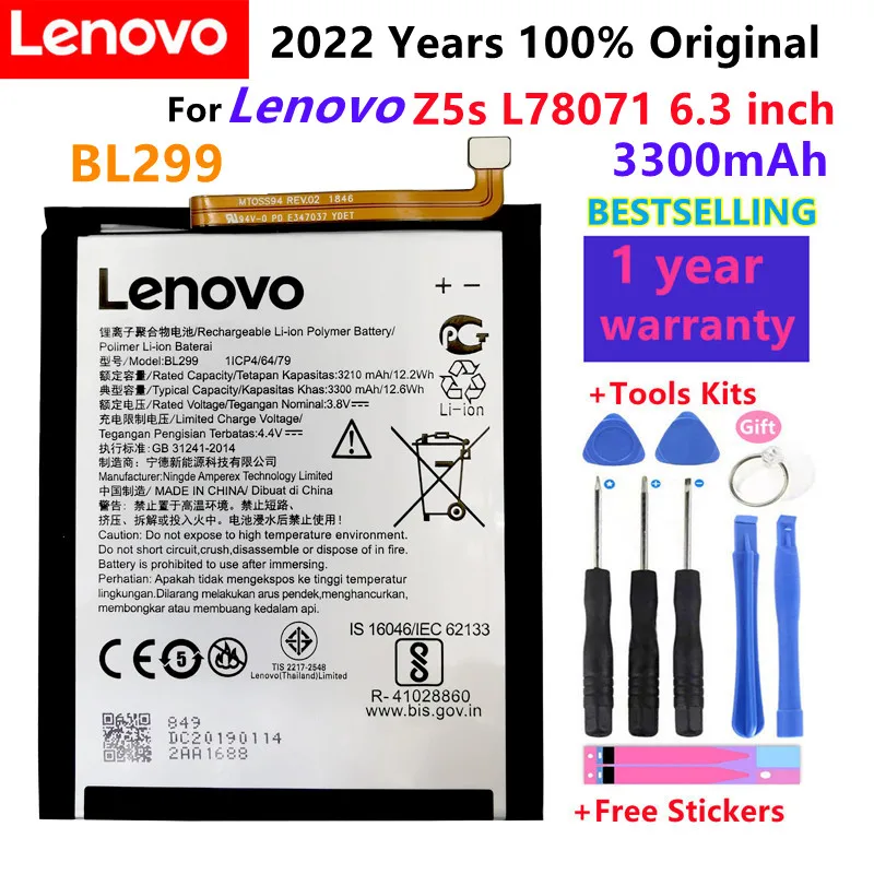 

100% Original Lenovo Z5s L78071 6.3 inch 3300mAh BL299 Battery New Produce In Stock
