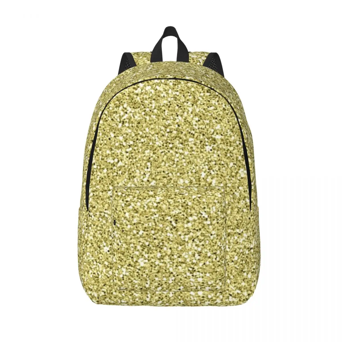 

Pale Gold Photo-Effect Foil Metallic Glitter Woman Backpacks Bookbag Fashion Shoulder Bag Portability Travel Rucksack School Bag