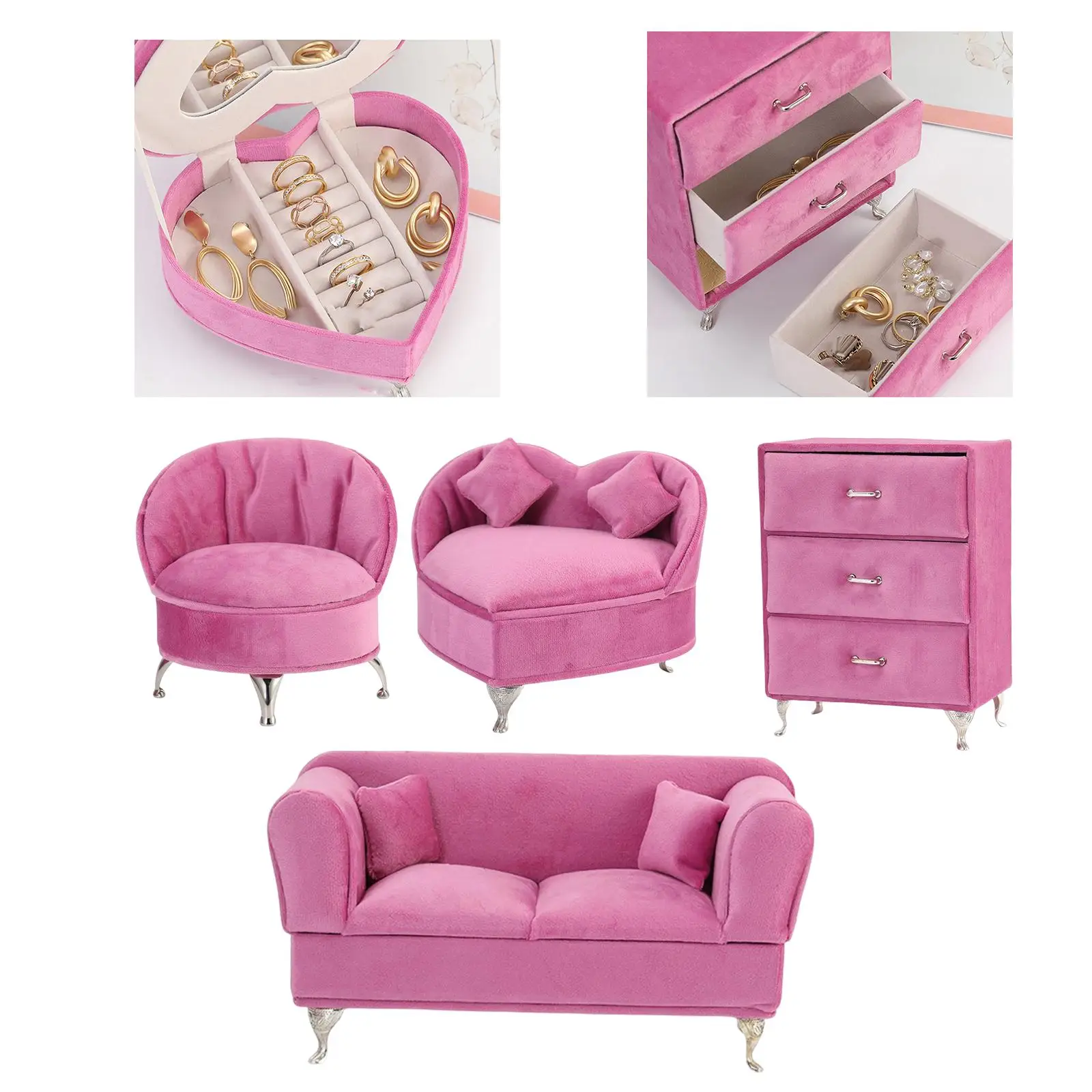 Jewelry Case Organizer Handmade Pink Keepsake Box for Necklace Rings Earring