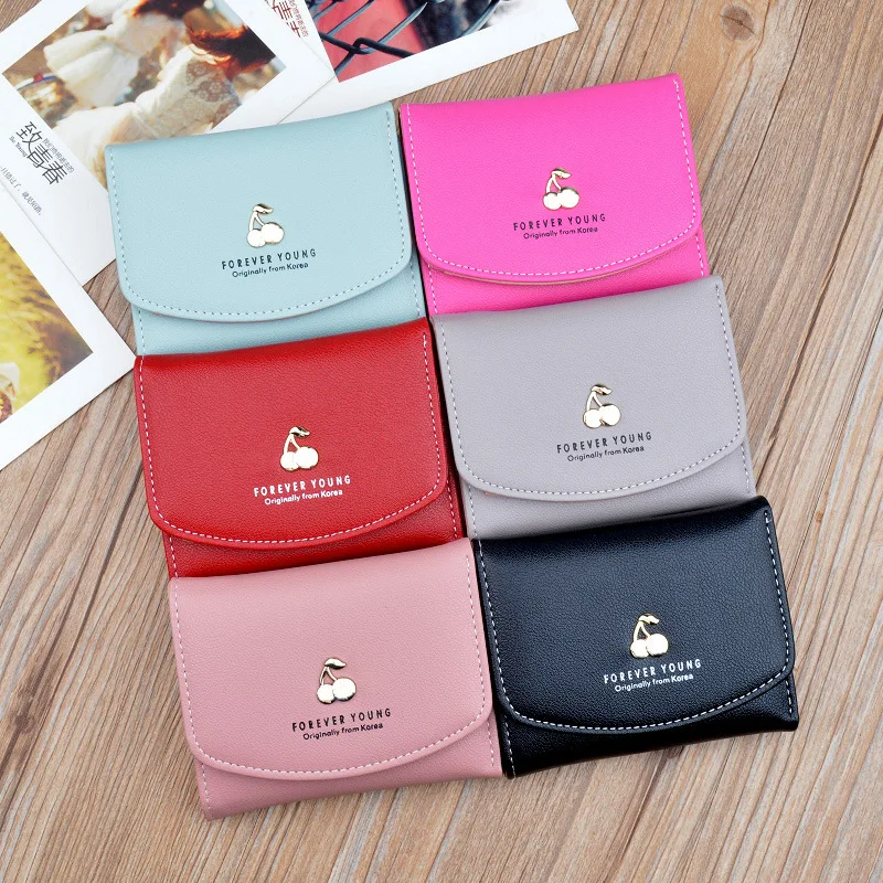 

Women's Wallets Money Small Casual Wallet Fashion Female Short Mini All-match Korean Students Purse Small Cherry Wallet