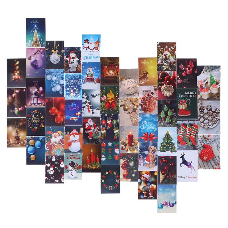 

50 шт. постеры почтовые открытки настенные художественные наклейки Санта Рождество дисплей постер на Новый год Декор рождественские картин...