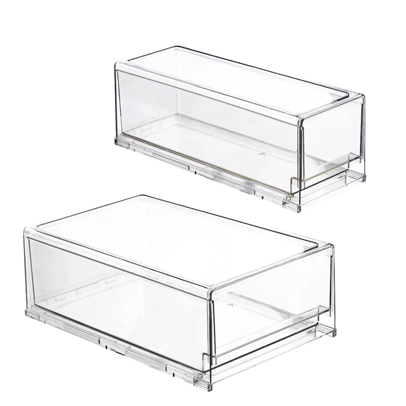 

Прозрачный контейнер, коробка с выдвижным ящиком, 2 размера, многоразовые штабелируемые прозрачные контейнеры для хранения