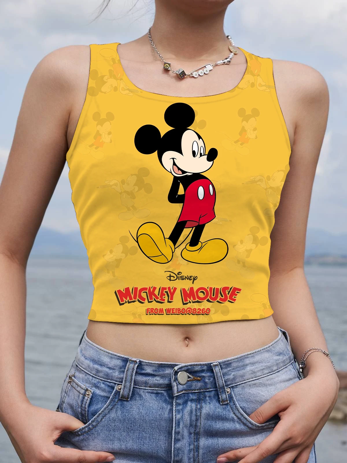 

Топ женский с Микки Маусом, пикантная укороченная футболка без рукавов, Y2k, корсет для йоги и фитнеса, топы с Минни Маус, модная женская одежд...