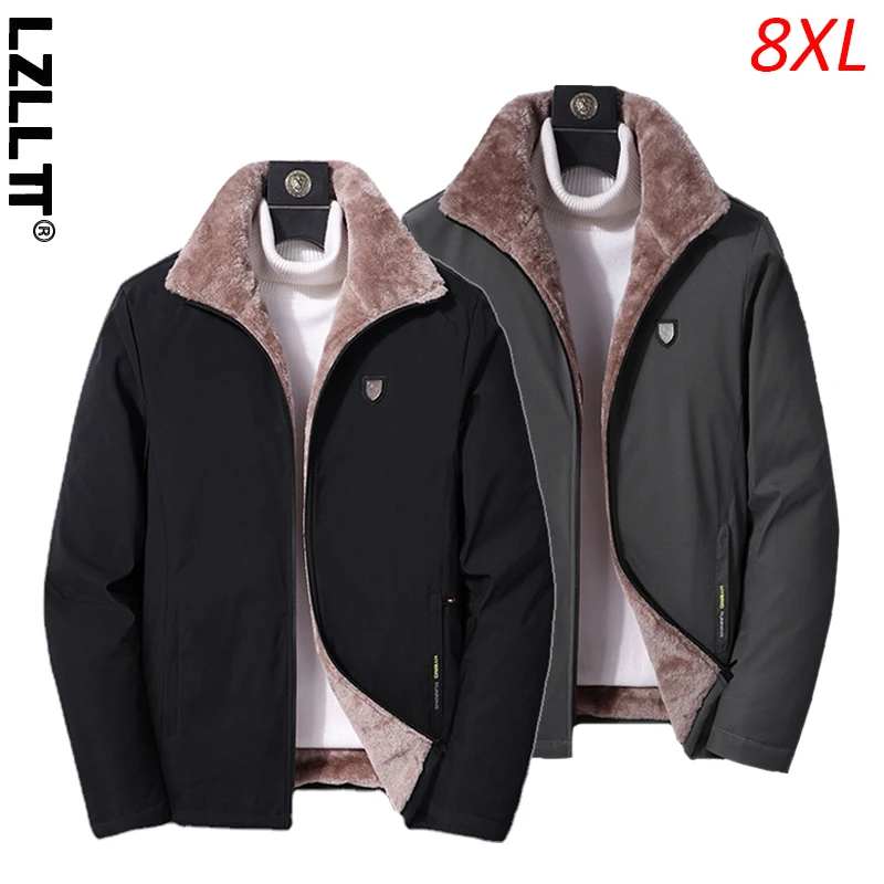 

2023 Autumn Winter Men Windproof Warm Thick Fleece Jackets Coat Mens Casual Outerwear Classic Jackets Parkas Male Plus Size 8XL