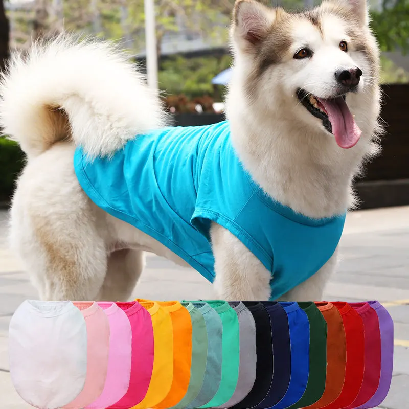

Summer Dog Vest Solid Color Dogs Clothes Dog Shirt Cotton Soft Clothing Blank Bottoming Pet Chihuahua Ropa Perro Puppy Shirt