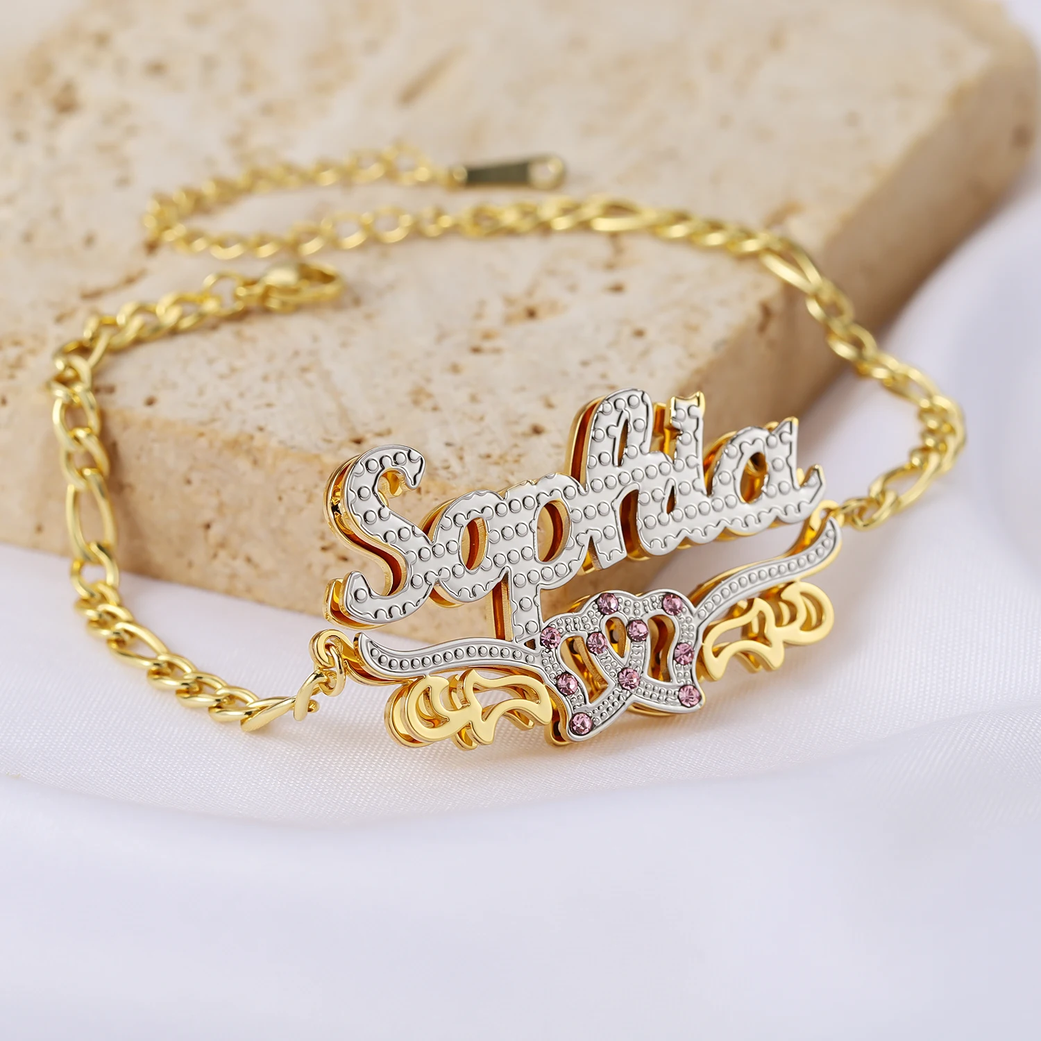 Customized Name Bangles Heart Nameplate Cuban Chain Personalized Custom Name Stainless Steel Gold Bracelets For Women jewelry
