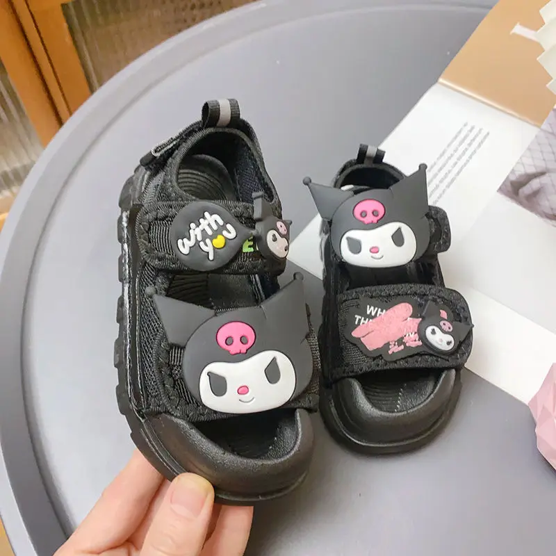 

Сандалии Sanrioes детские на плоской подошве, аниме Kuromi Melody, модная обувь принцессы для девочек, босоножки для мальчиков, подарок на день рожден...